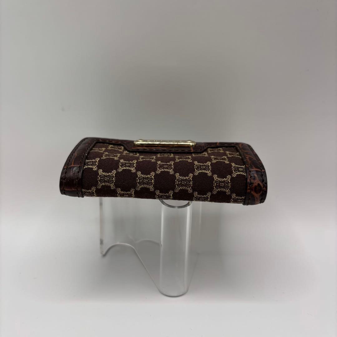 希少品　CELINE キーケース　6連　マカダム　ブラウン　クロコ　レザー　キー