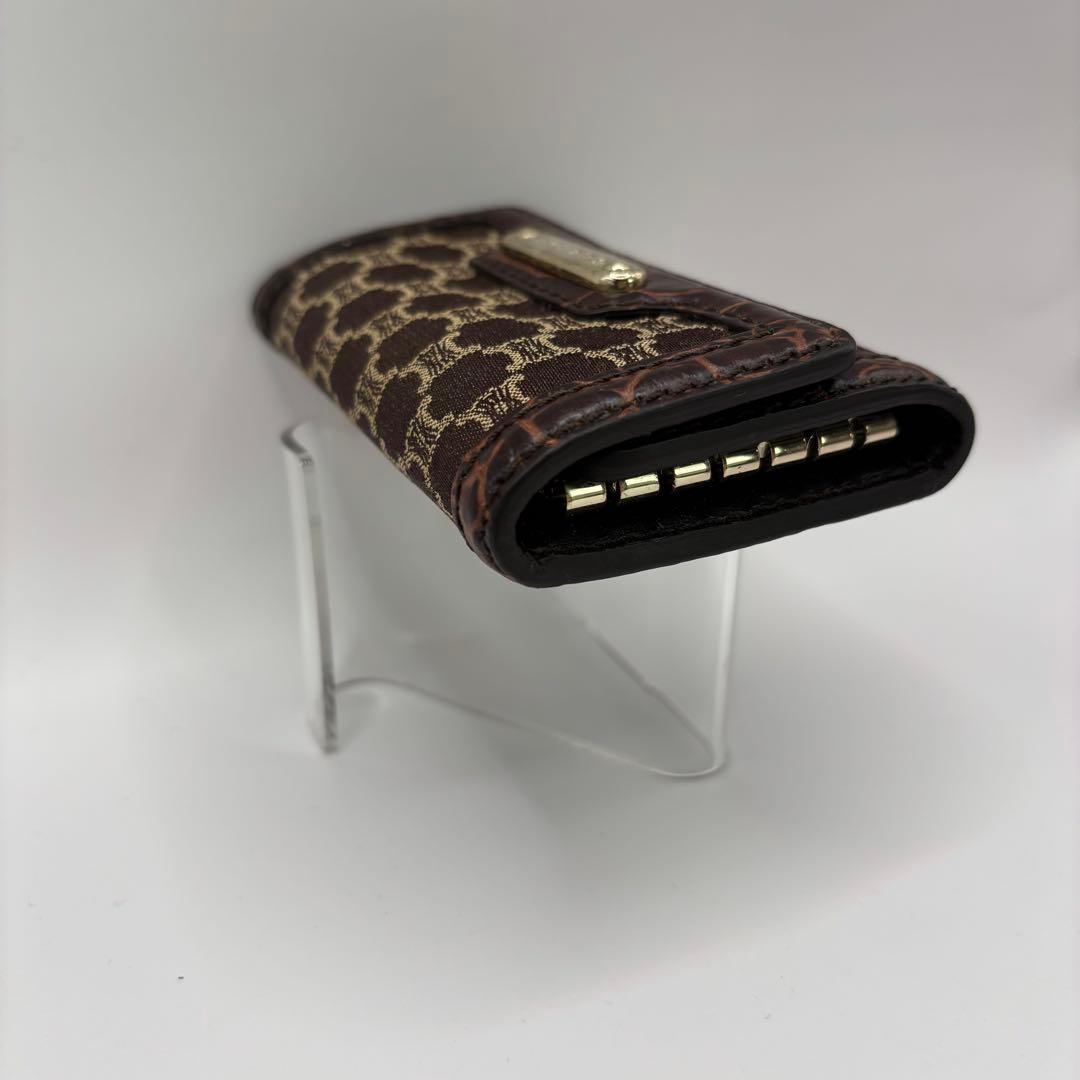 希少品　CELINE キーケース　6連　マカダム　ブラウン　クロコ　レザー　キー