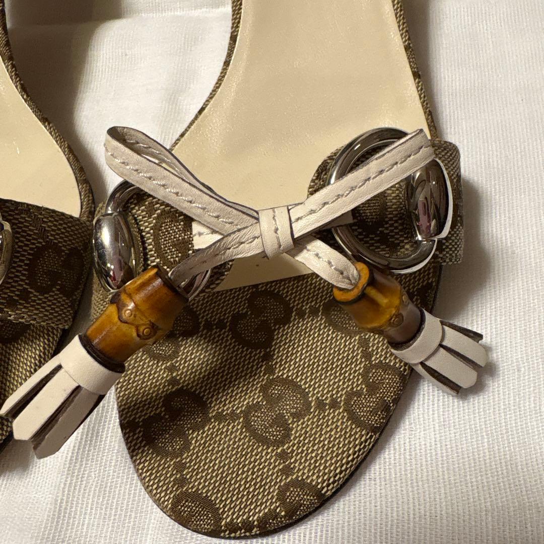 GUCCI バンブー装飾 ミュール ベージュ