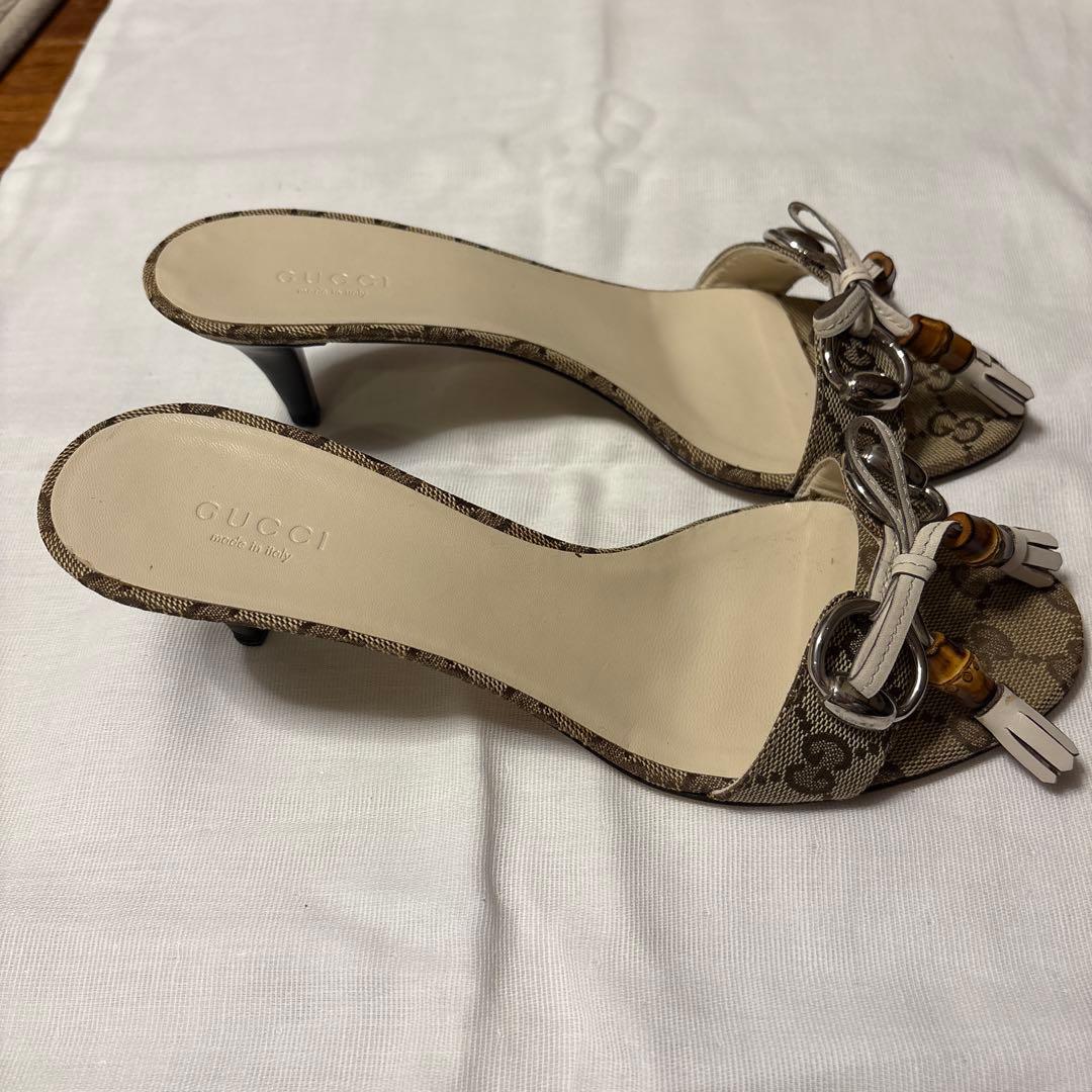 GUCCI バンブー装飾 ミュール ベージュ