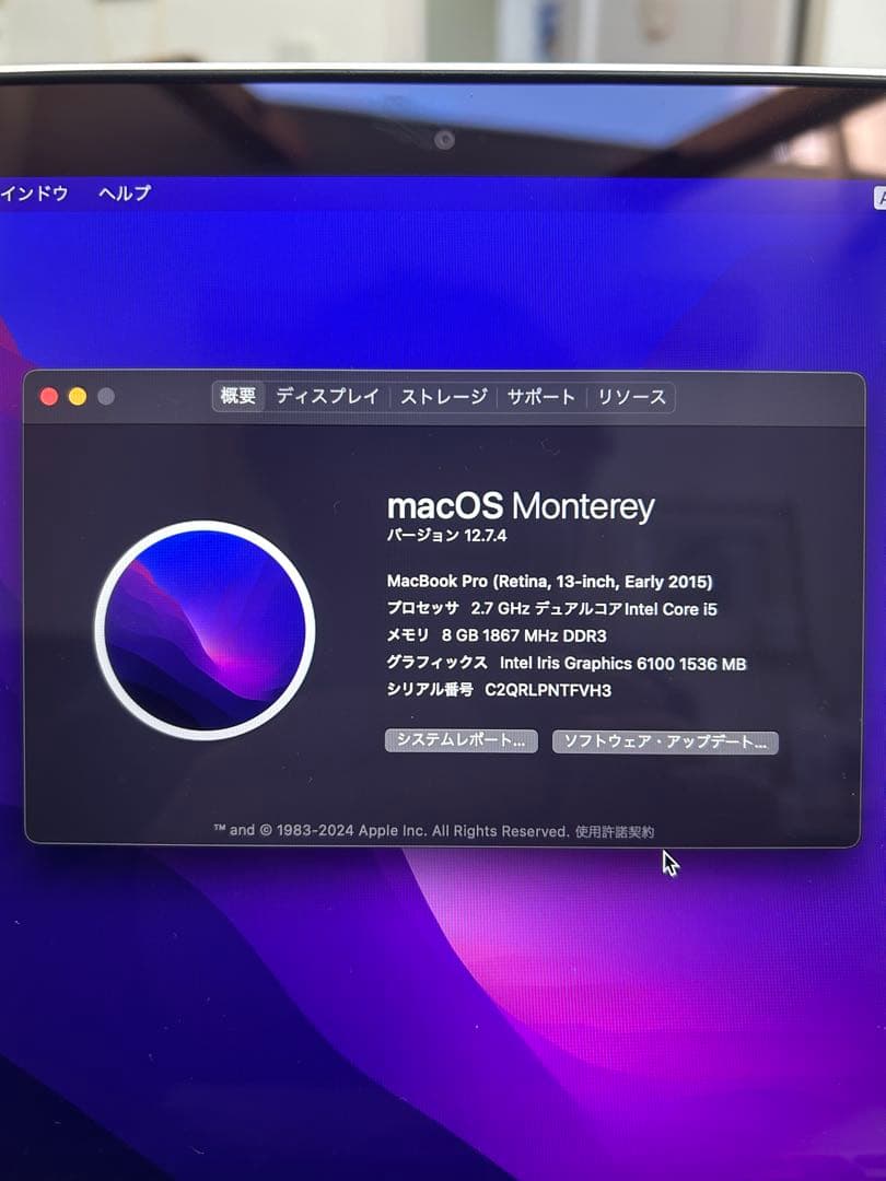 極美品/バッテリー100%MacBook Pro 13 Early 2015