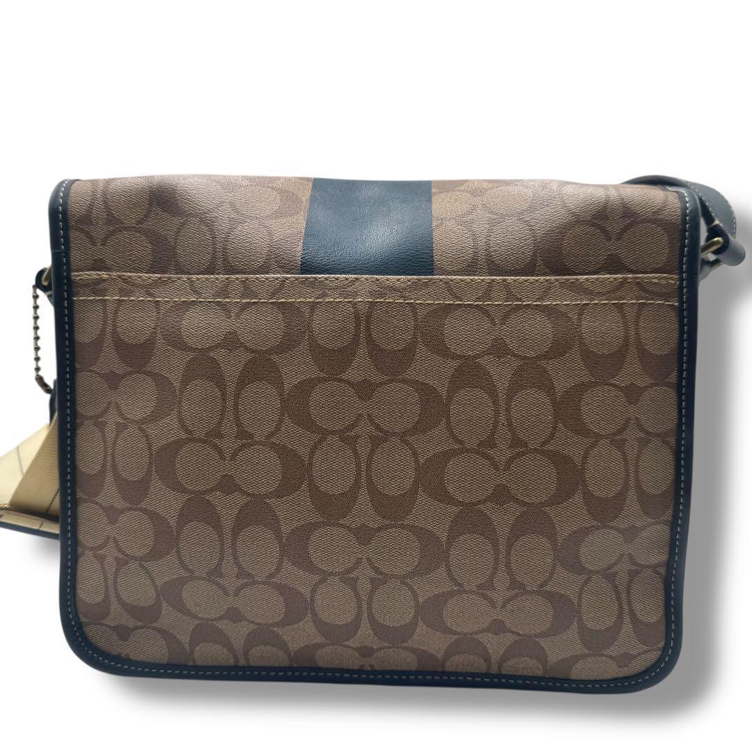 【美品】コーチ ショルダーバッグ メッセンジャー シグネチャー 茶 PVC