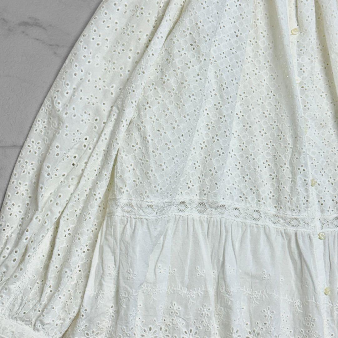 ビームスボーイ　レース ブラウス ペプラム カットワーク オーバーサイズ ワイド