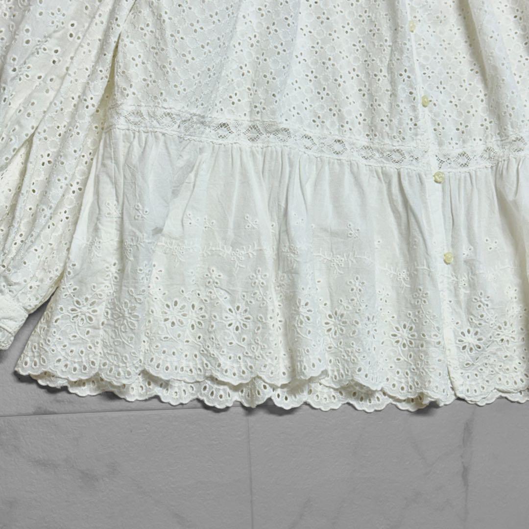 ビームスボーイ　レース ブラウス ペプラム カットワーク オーバーサイズ ワイド