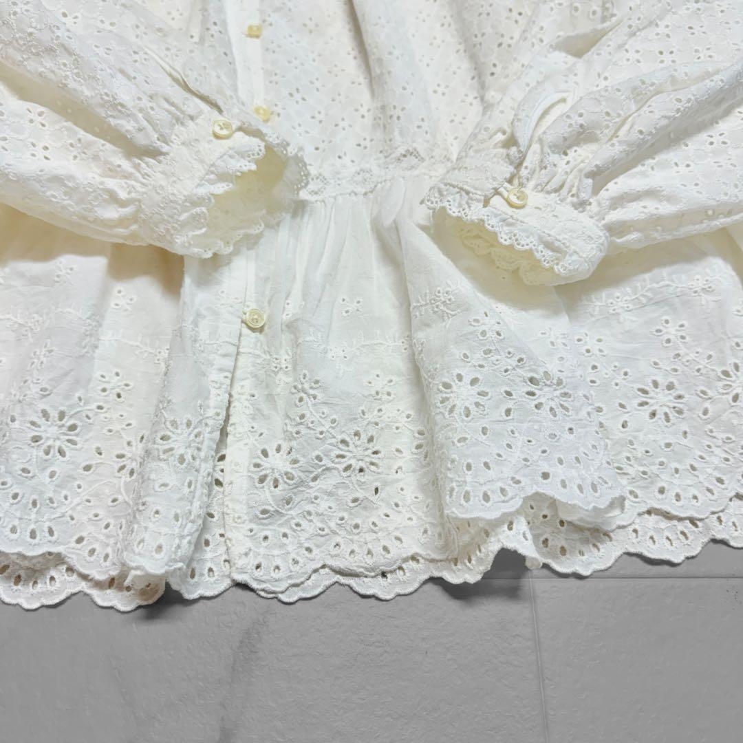ビームスボーイ　レース ブラウス ペプラム カットワーク オーバーサイズ ワイド