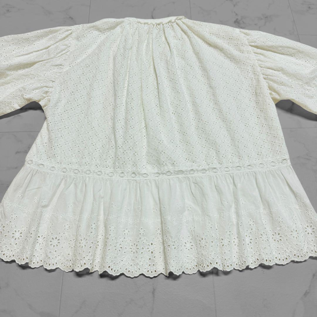 ビームスボーイ　レース ブラウス ペプラム カットワーク オーバーサイズ ワイド