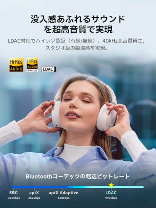 EDIFIER WH950NB Gen2 ワイヤレスヘッドホン ホワイト