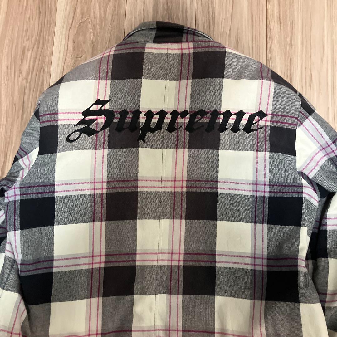 Supreme グレー系チェック 長袖シャツ L