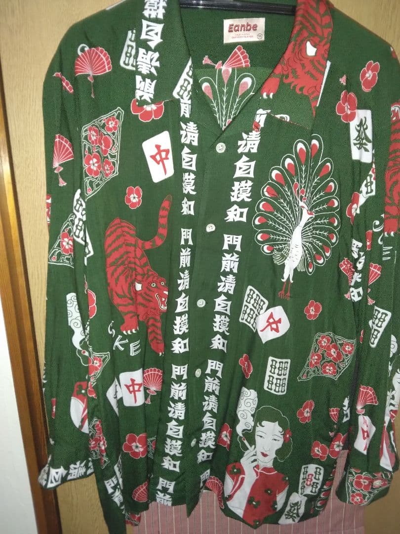 eanbe 麻雀 柄シャツ 長袖　Mサイズ
