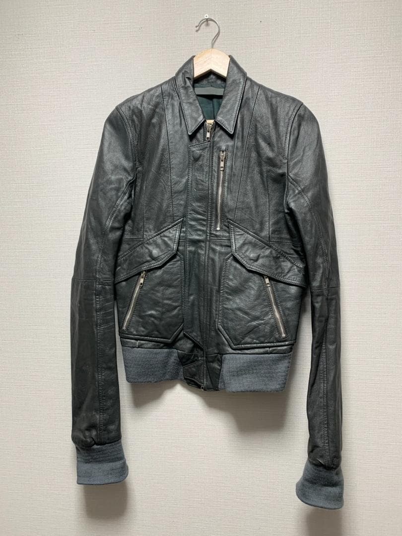 [00s EKAM] 別注 ライダース レザージャケット S 羊革 グレー