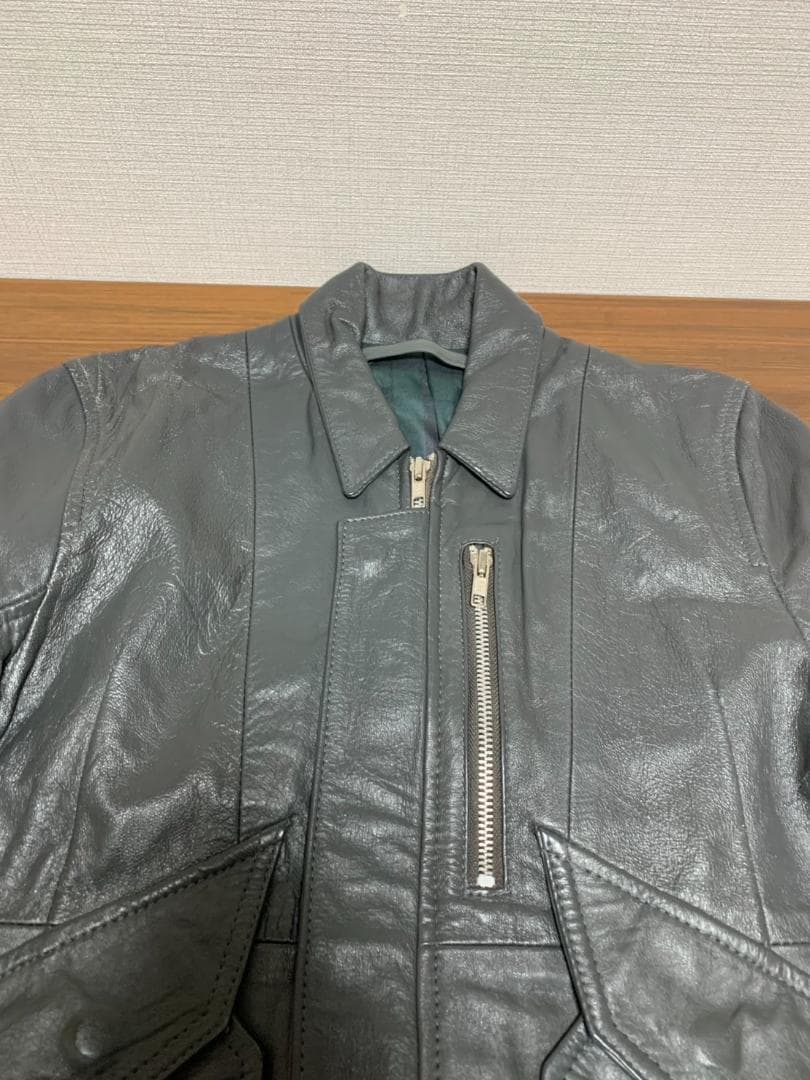 [00s EKAM] 別注 ライダース レザージャケット S 羊革 グレー