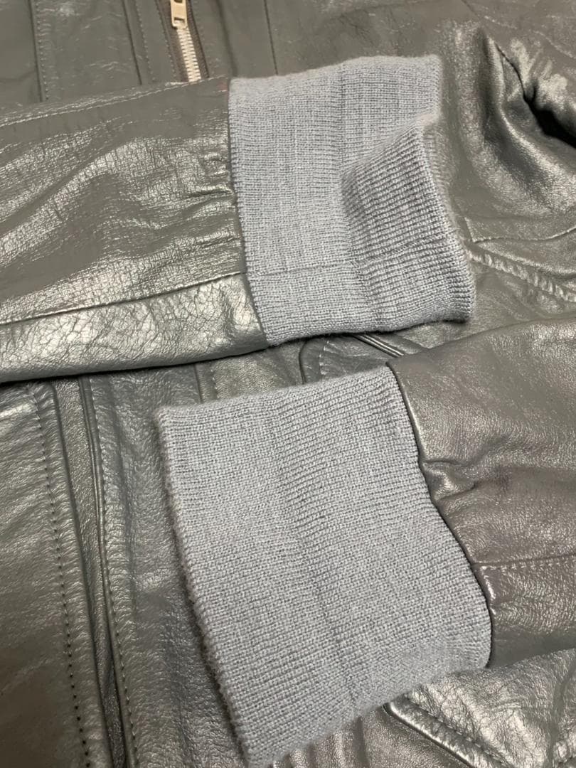 [00s EKAM] 別注 ライダース レザージャケット S 羊革 グレー