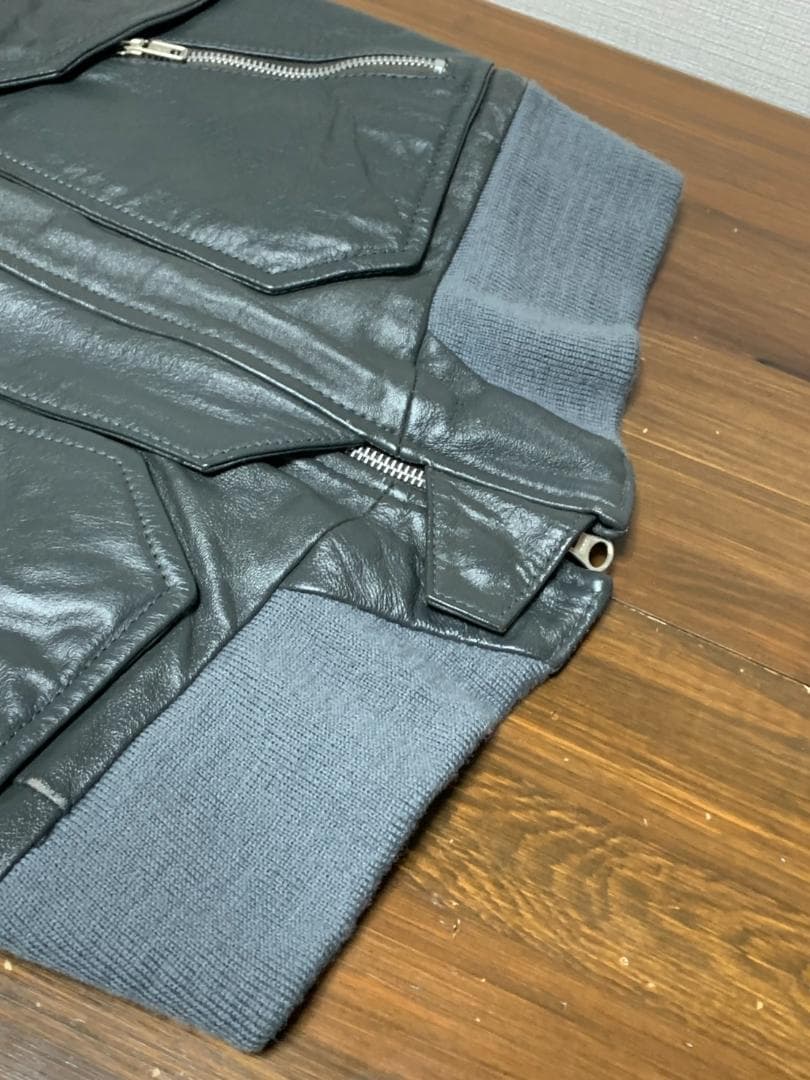 [00s EKAM] 別注 ライダース レザージャケット S 羊革 グレー