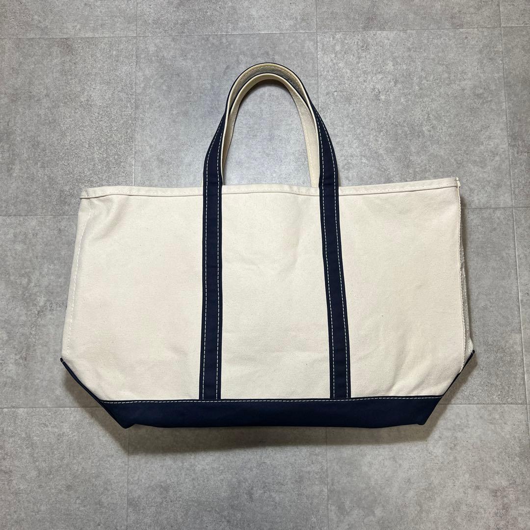 希少✨90sエルエルビーンLLBeanトートバッグ生成り紺XL｜USAタグ別縫い