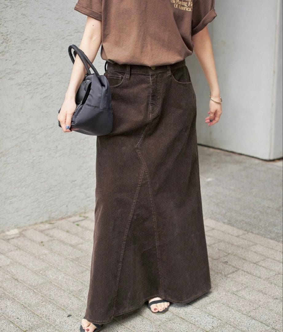 スピックアンドスパン　ストレッチコーデュロイスカート