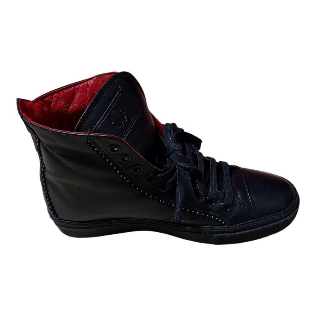 roberto cavalli ハイカットスニーカー レザー 黒赤 42 メンズ