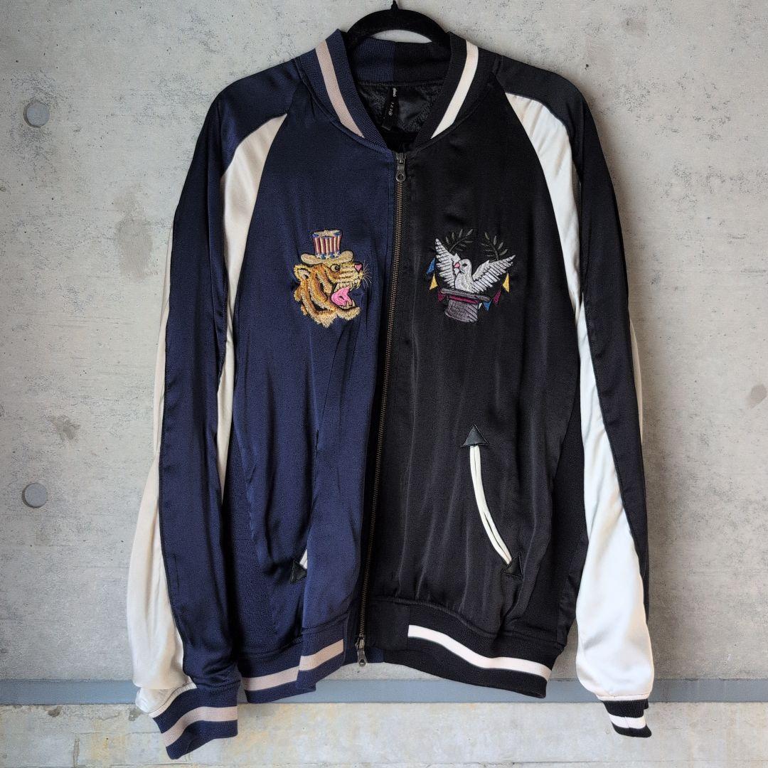 glamb アシンメトリー スカジャン ブラック ネイビー