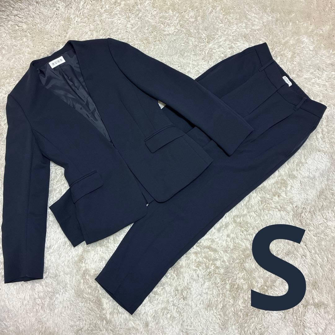 PLST セットアップ パンツスーツ ツイル2WAY ノーカラー S