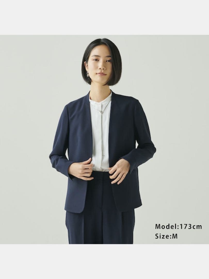 PLST セットアップ パンツスーツ ツイル2WAY ノーカラー S