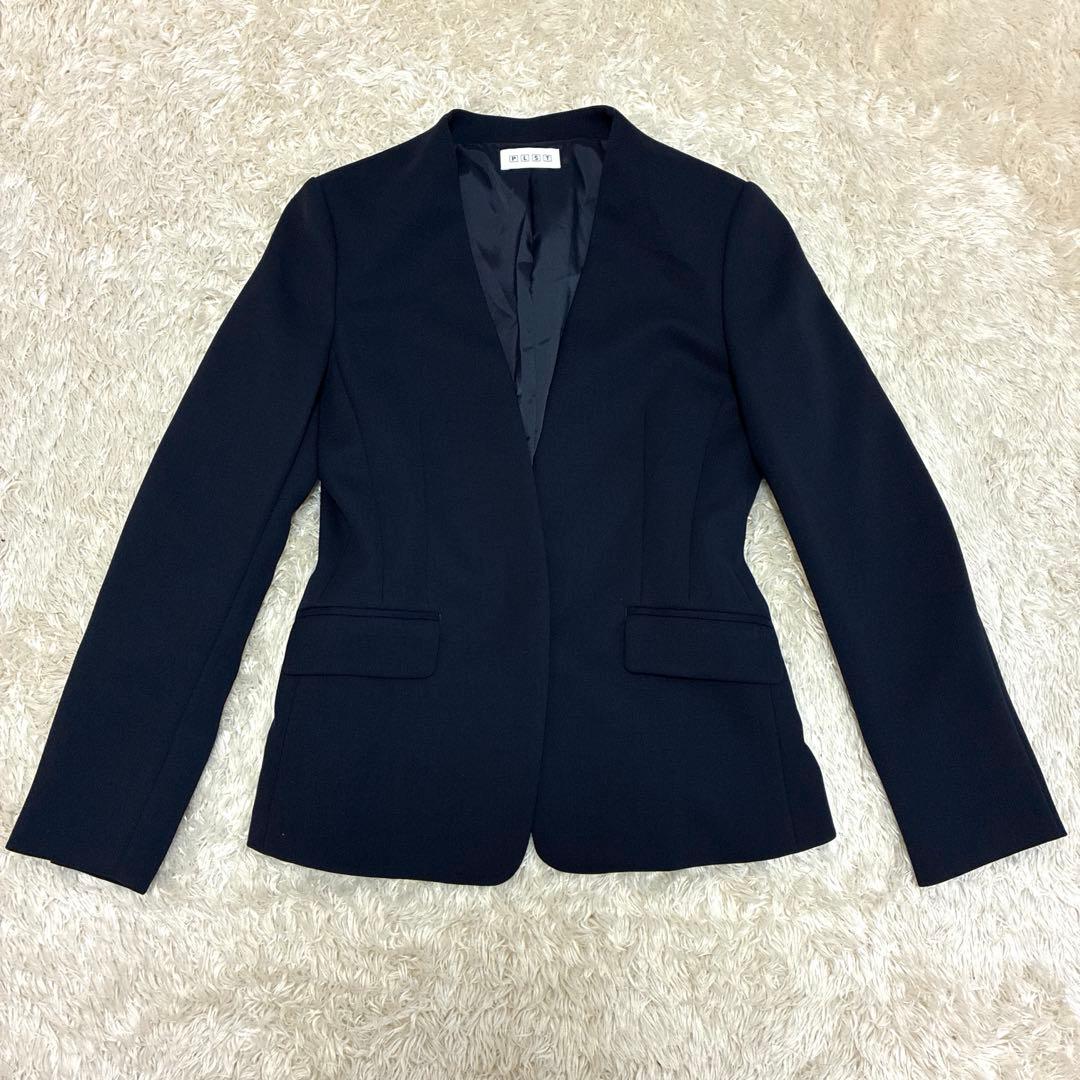 PLST セットアップ パンツスーツ ツイル2WAY ノーカラー S