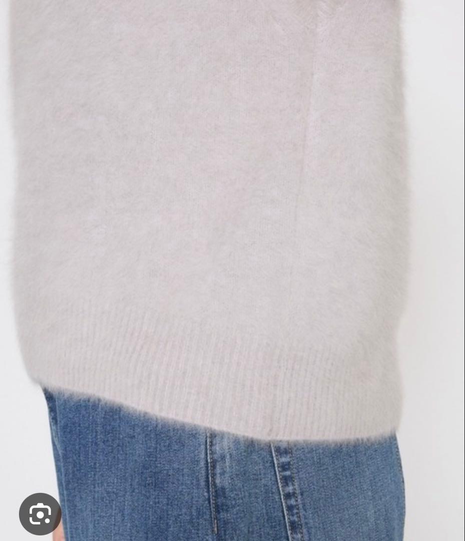 ライトグレーFOXカシミヤ Vネック ニットセーター