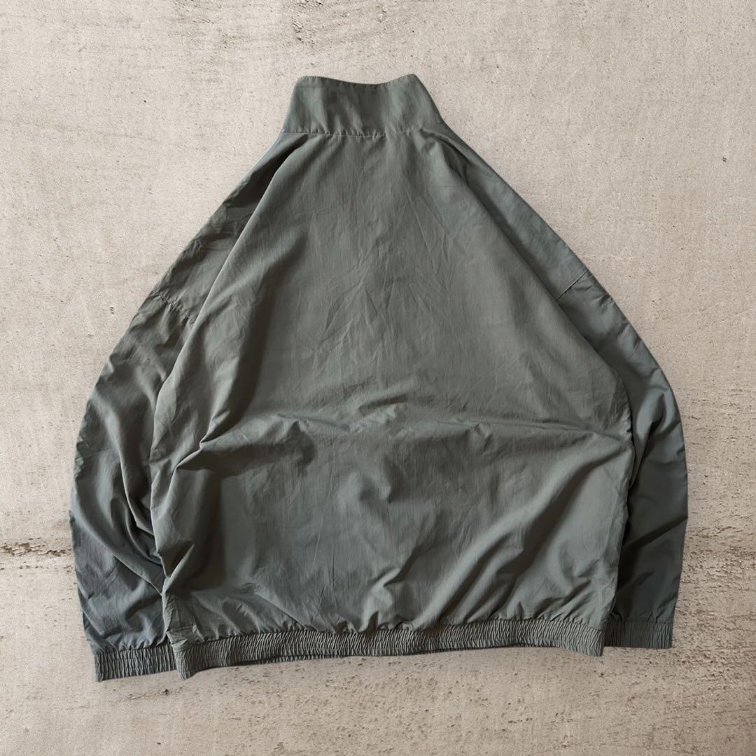 美品adidasアディダスナイロンジャケットトレフォイルロゴ刺繍オリーブ2XL