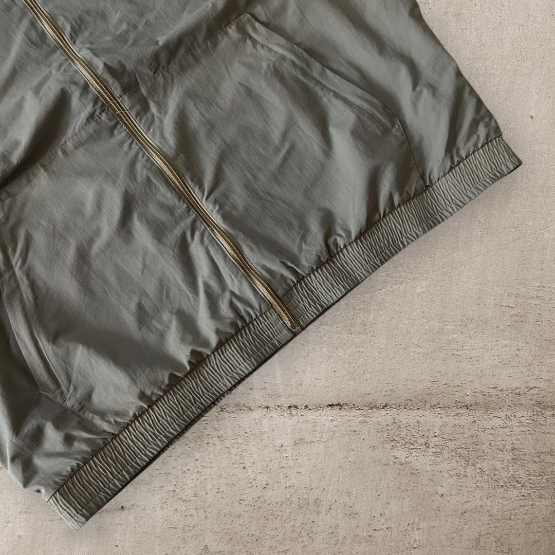 美品adidasアディダスナイロンジャケットトレフォイルロゴ刺繍オリーブ2XL