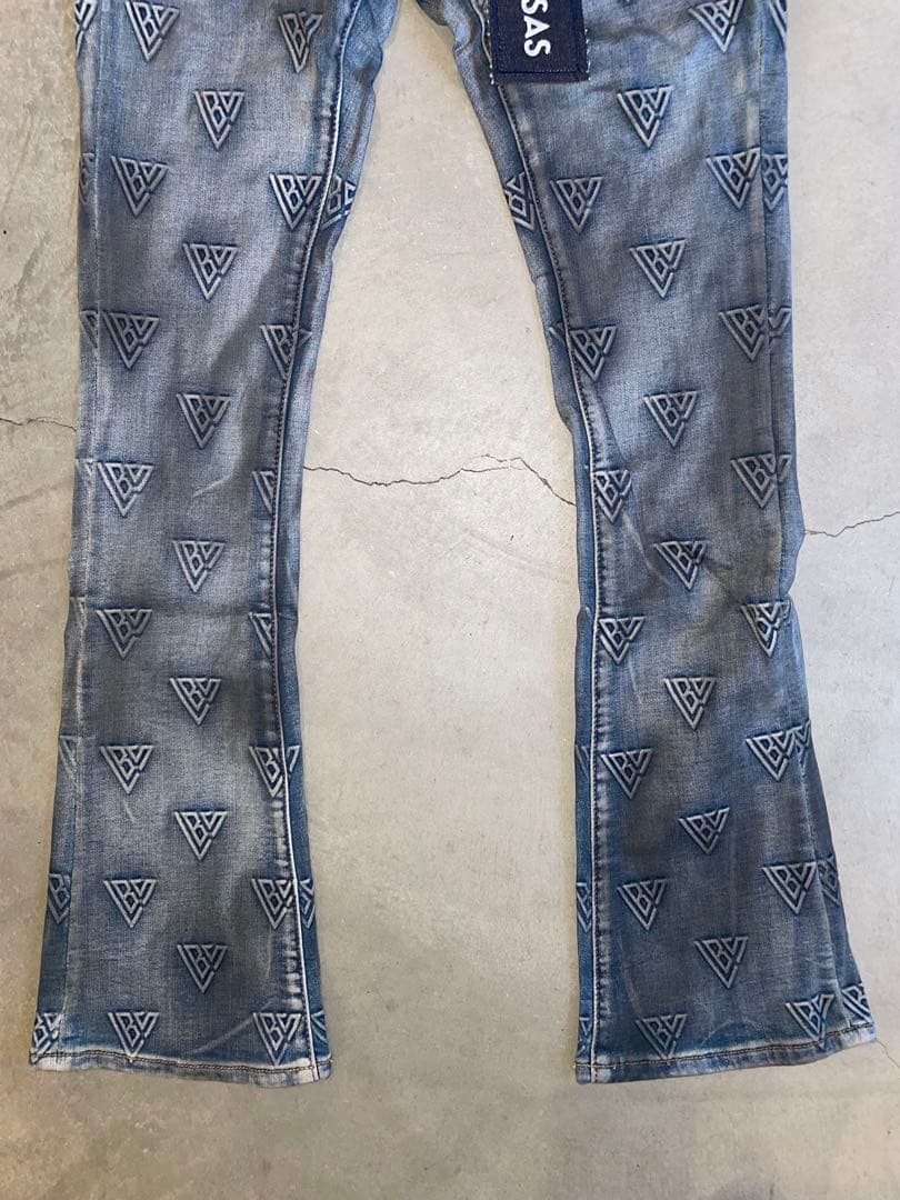 VALABASAS バラバサス モノグラムスキニーフレアデニム 28 ラスト一点