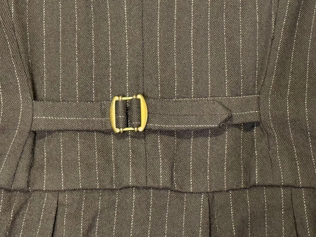 JaneMarpleストライプウールのベストワンピース　ブラウン　レース JSK