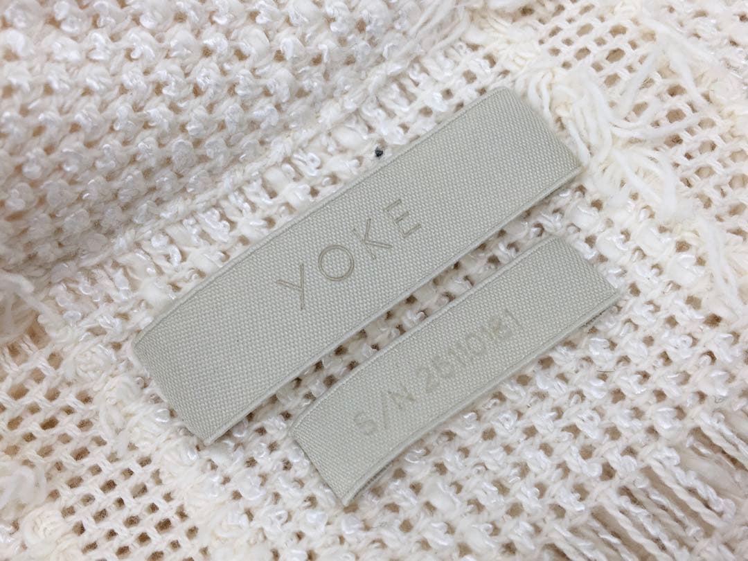 YOKE 25SS フリンジ チェック ツイード オープンカラーシャツ