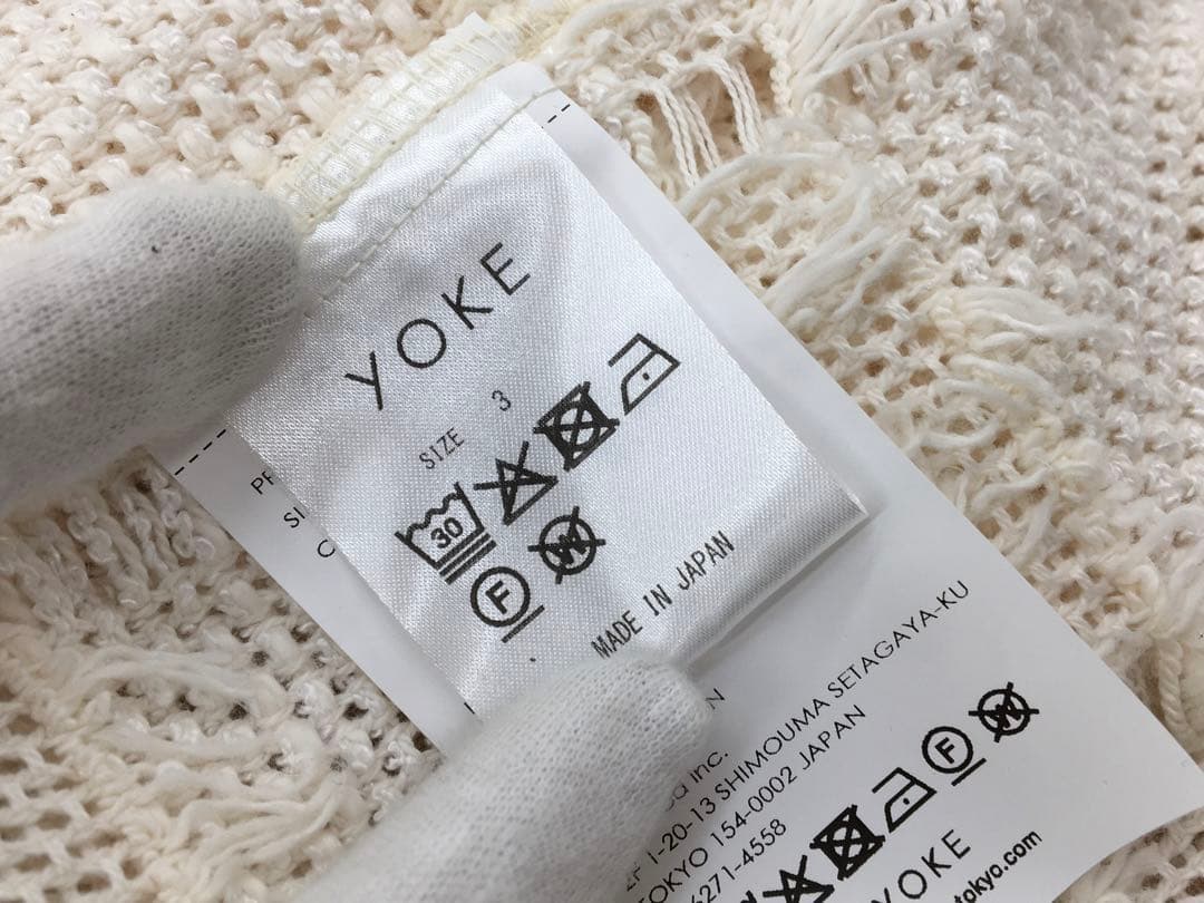 YOKE 25SS フリンジ チェック ツイード オープンカラーシャツ