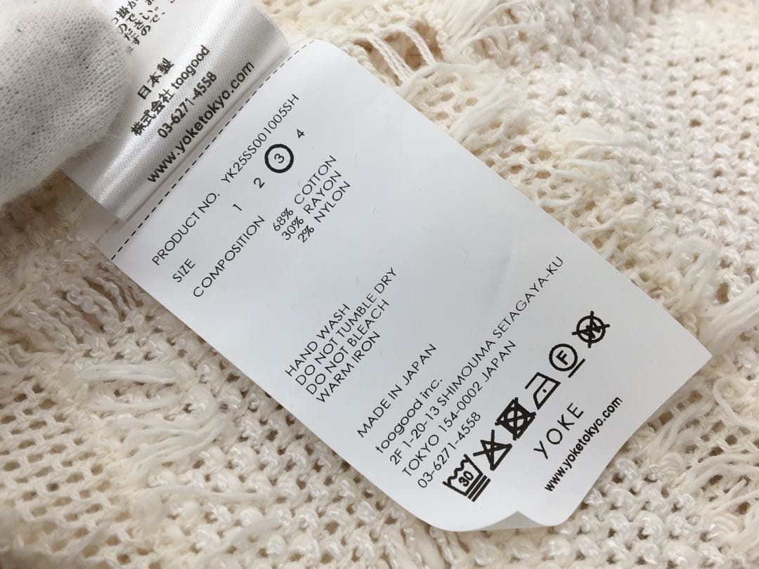 YOKE 25SS フリンジ チェック ツイード オープンカラーシャツ