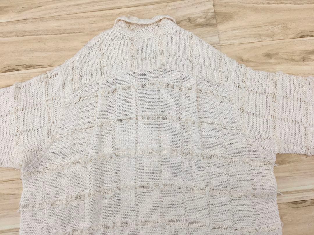 YOKE 25SS フリンジ チェック ツイード オープンカラーシャツ