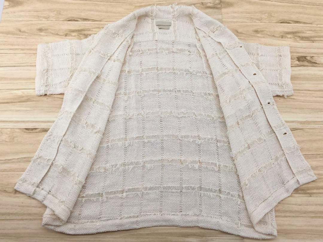 YOKE 25SS フリンジ チェック ツイード オープンカラーシャツ