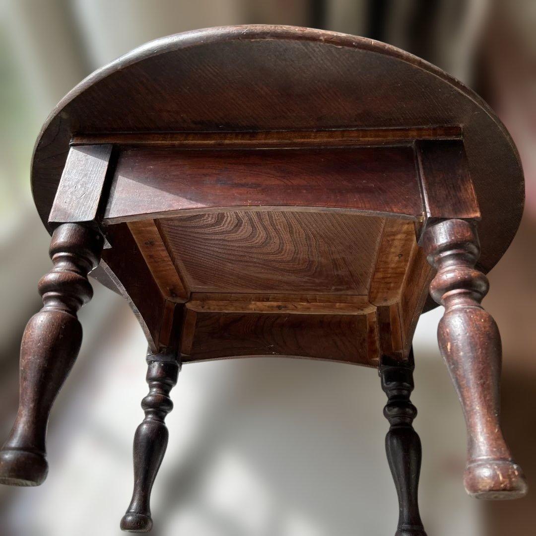 希少　アンティーク　昭和レトロ　小ぶりな木製茶舞台　ろくろ脚