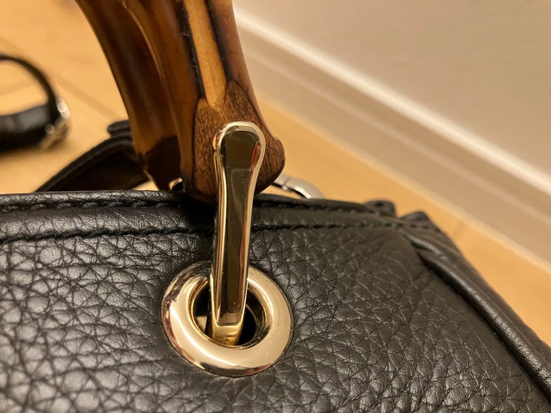 GUCCI バンブー ショッパー ハンドバッグ ブラック