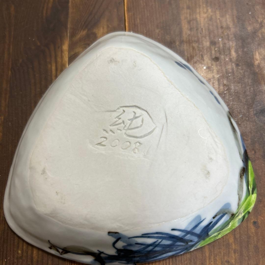 作家　陶芸作家　梅田純一　パイナップル　マスカット(白ぶどう) 三角皿