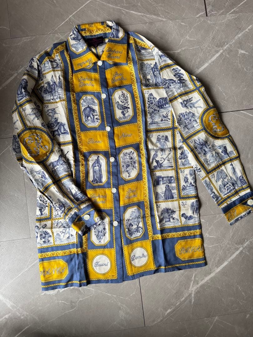 【お値下げ】ETRO エトロ シルク 総柄 シャツ 38 長袖 ヴィンテージ風