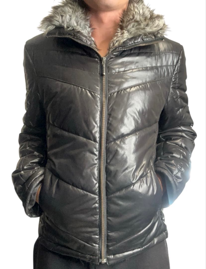 ジャケット・アウター fur collar shiny down jacket