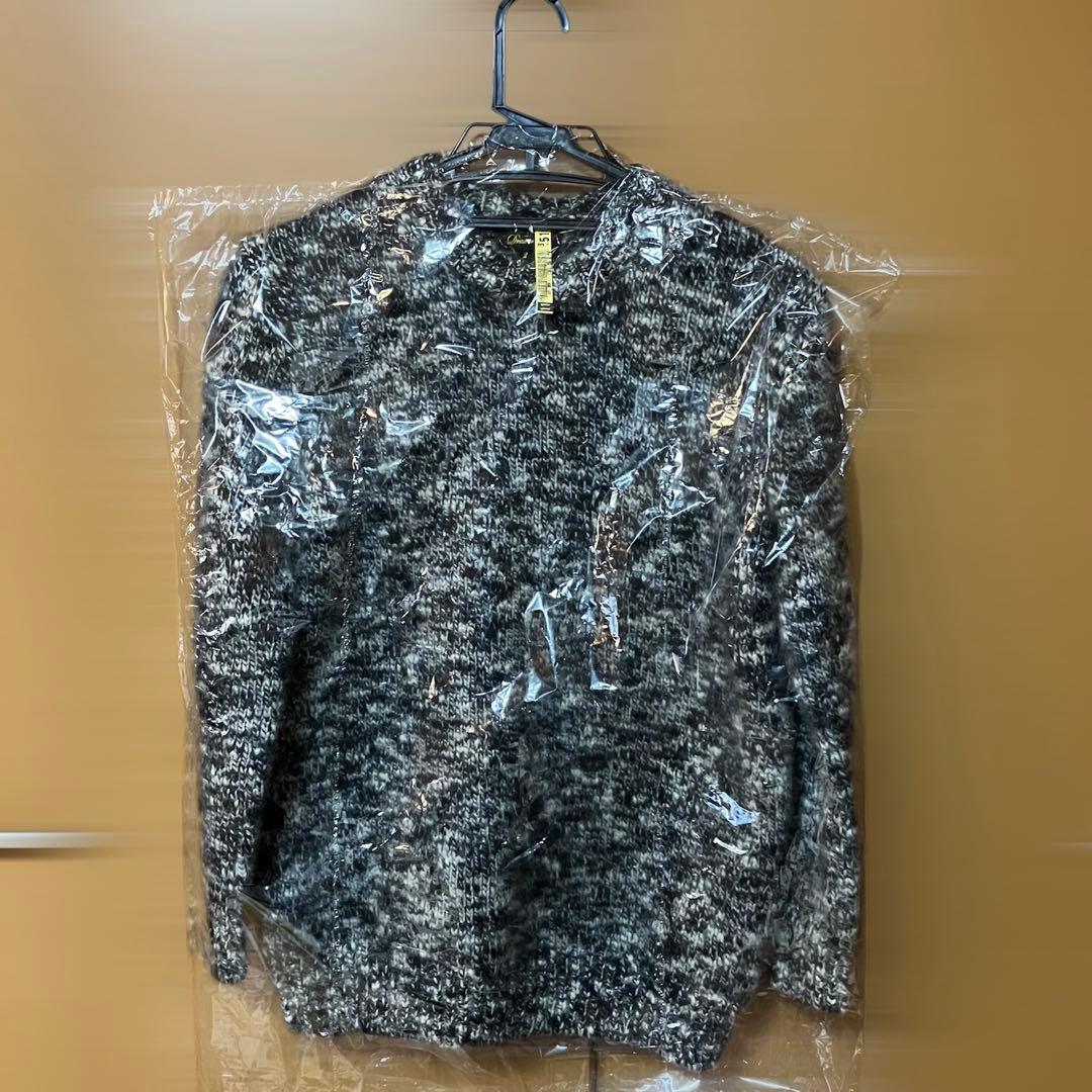 【クリーニング済み】Drawer✨ウールカシミヤ　ミックスニット　黒/アイボリー