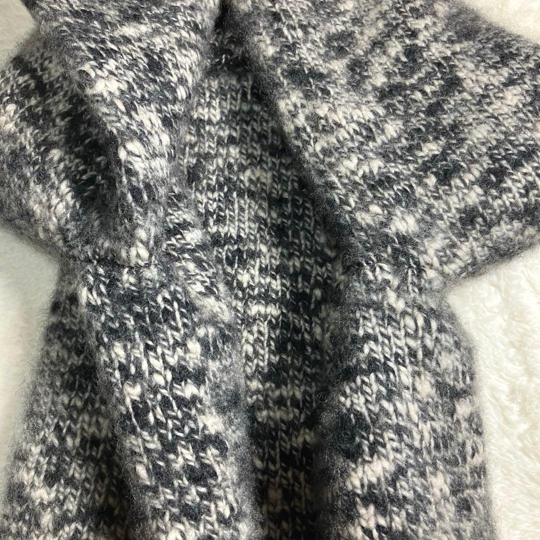 【クリーニング済み】Drawer✨ウールカシミヤ　ミックスニット　黒/アイボリー