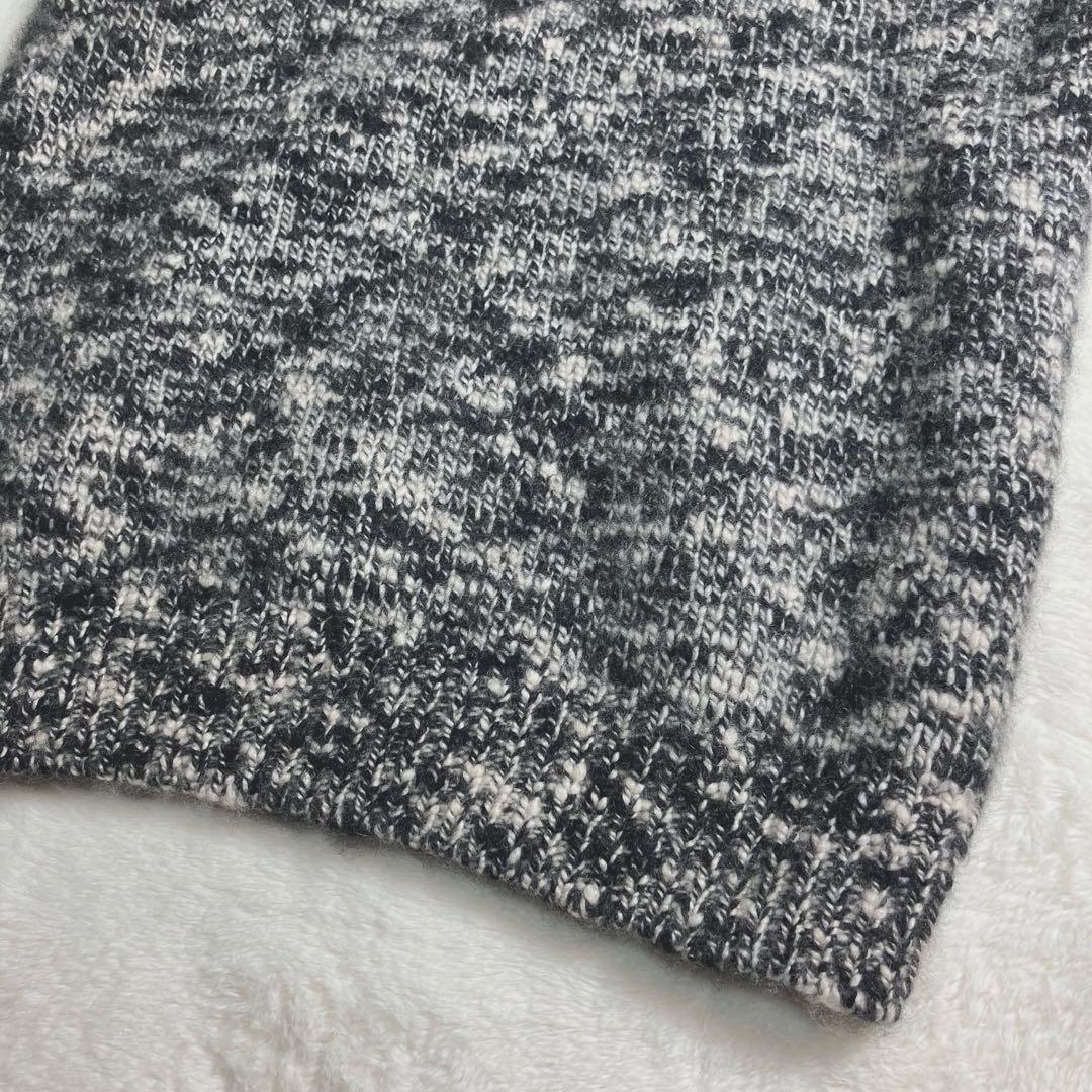 【クリーニング済み】Drawer✨ウールカシミヤ　ミックスニット　黒/アイボリー