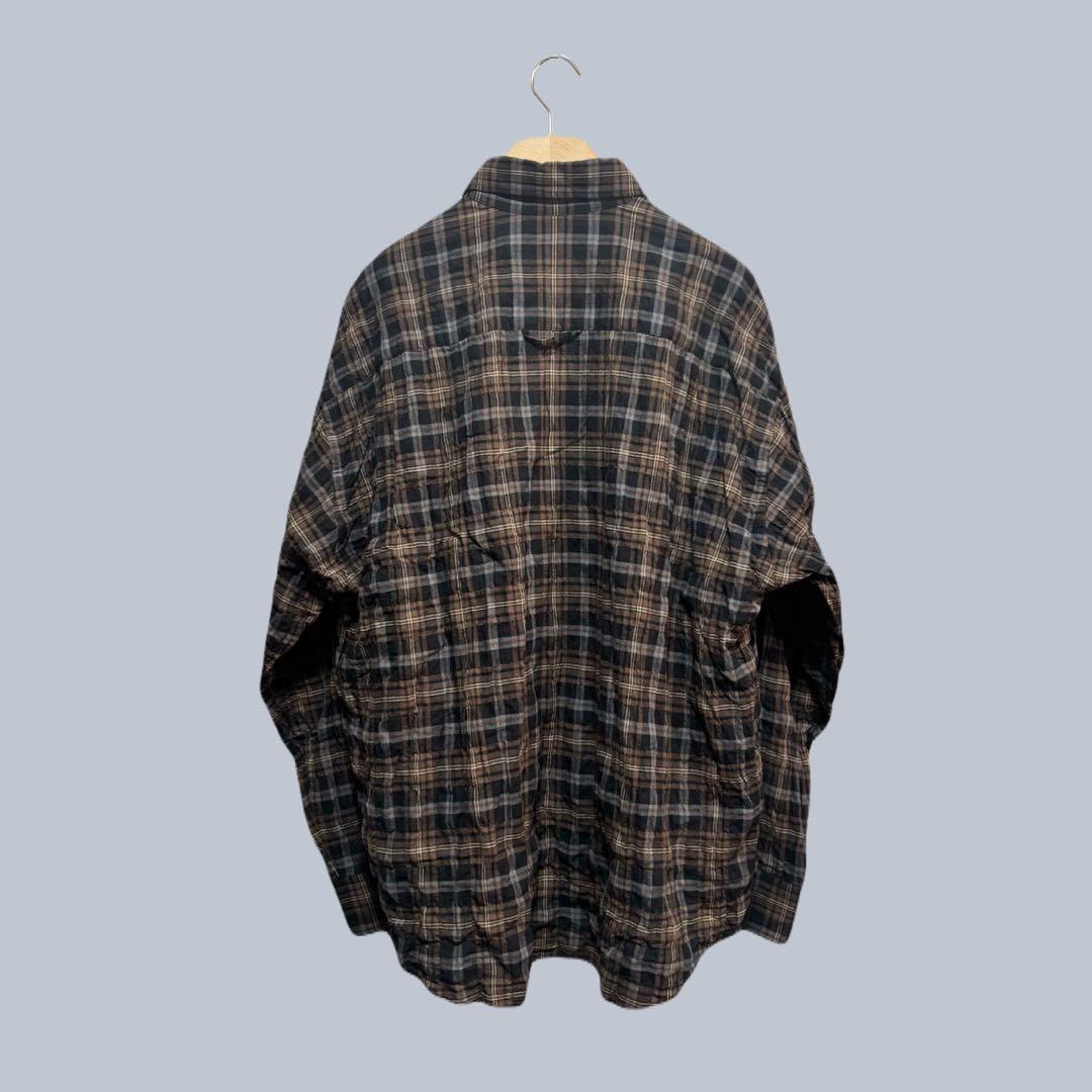 25AW j.s luxe シャーリングチェック Big-BD-シャツ/ブラウン