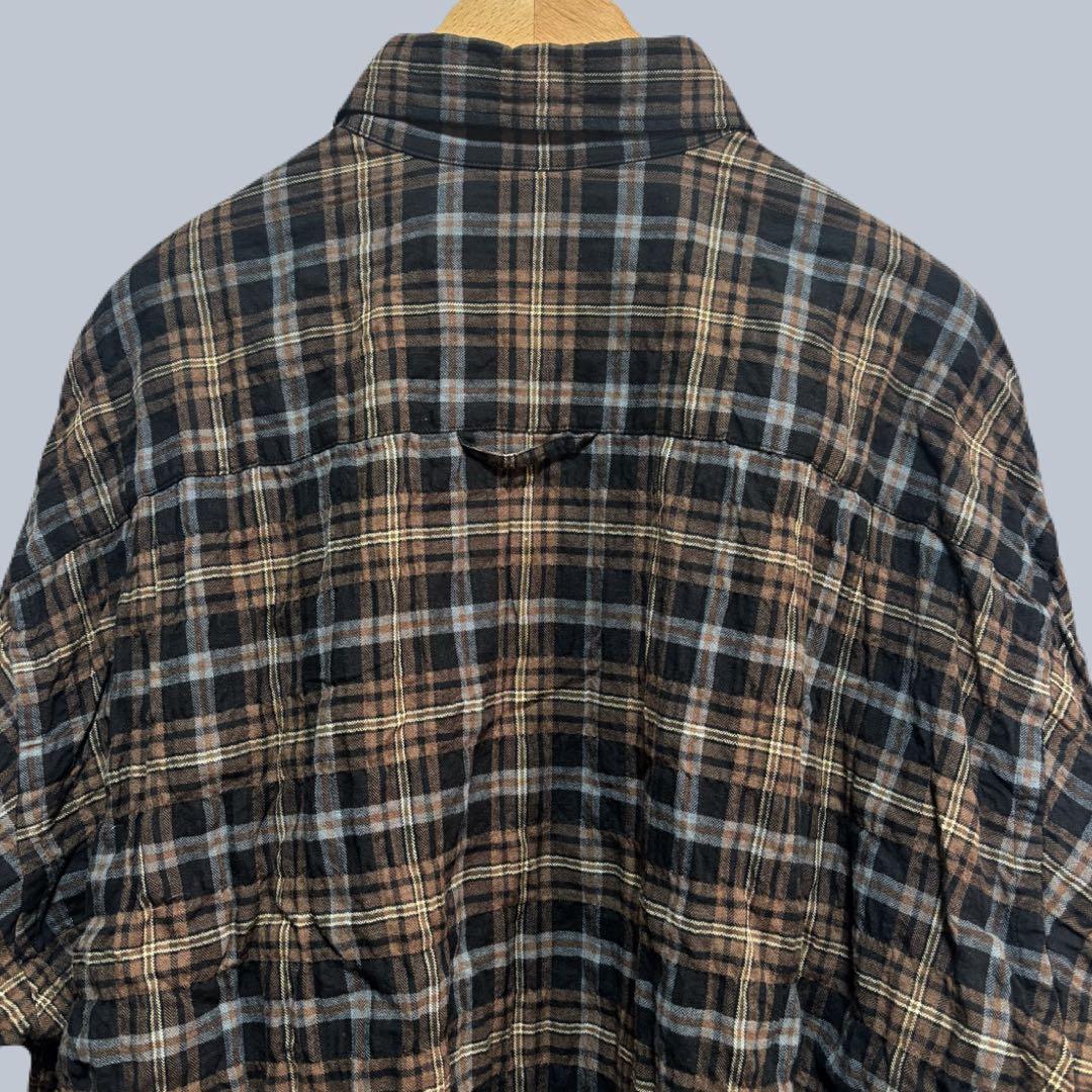 25AW j.s luxe シャーリングチェック Big-BD-シャツ/ブラウン