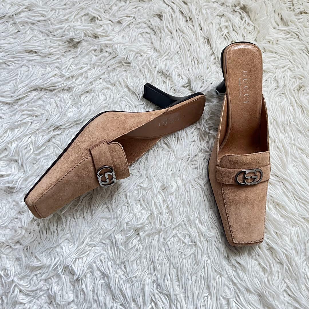 未使用級　GUCCI グッチ ミュール サンダル GG 24cm ベージュ