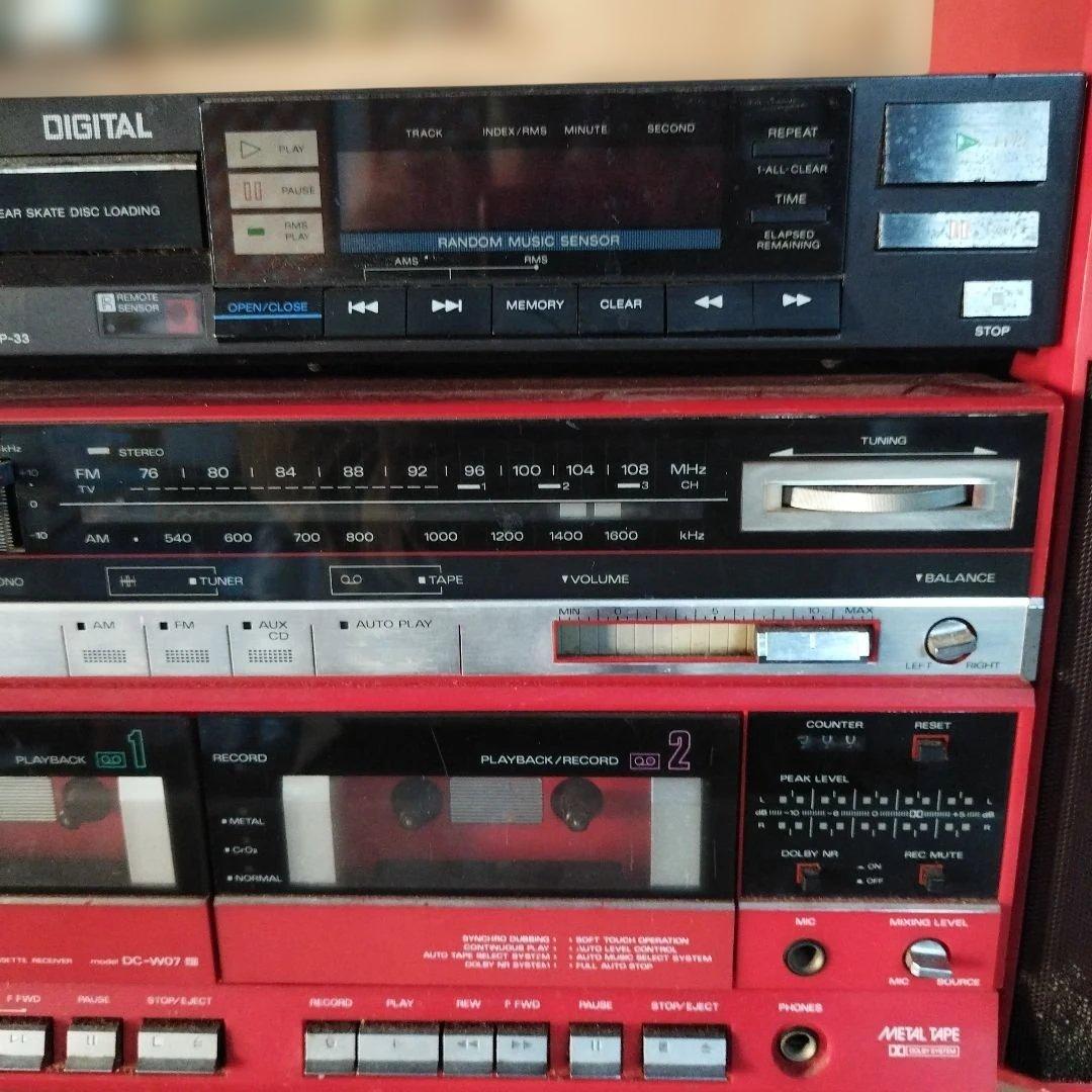 Sony CDP-33 赤色 コンポセット Sanyo W07　昭和レトロ