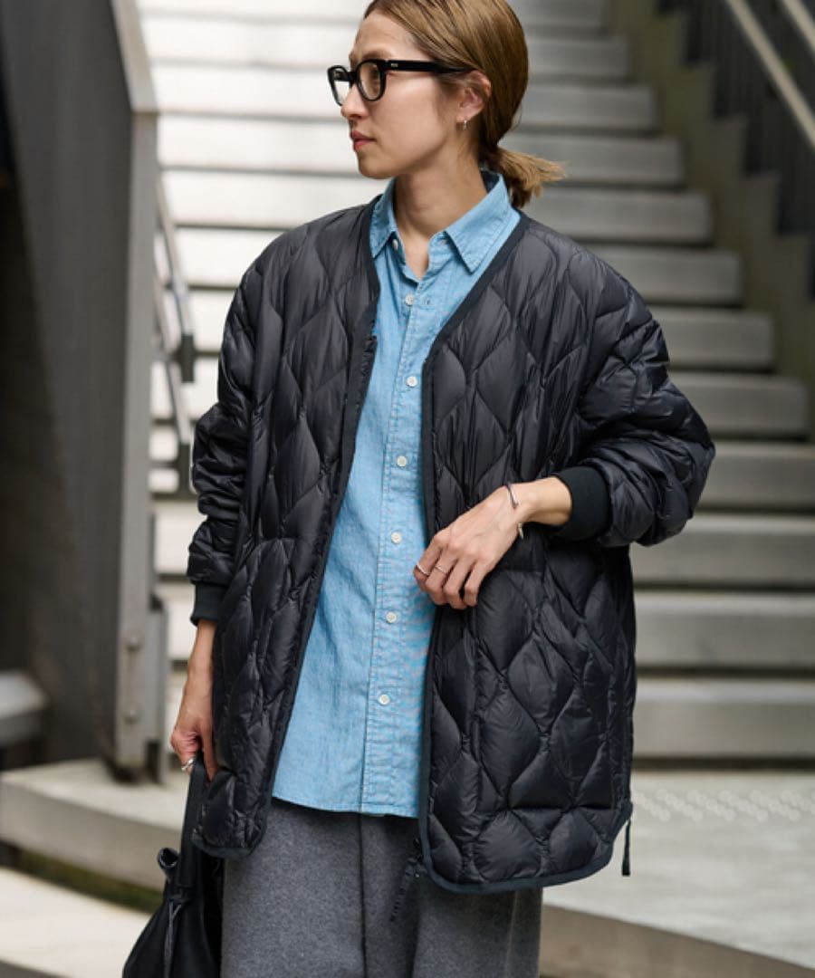 FRAMeWORK TAION/タイオン 別注フードビブス付きブルゾン　ブラック