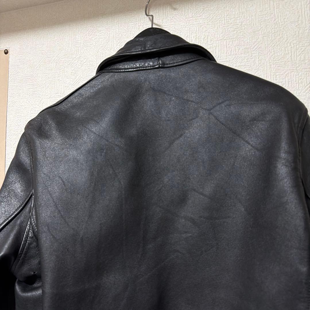 希少　70〜80s フランス軍　レザー　パイロットジャケット　ネイビー　L相当