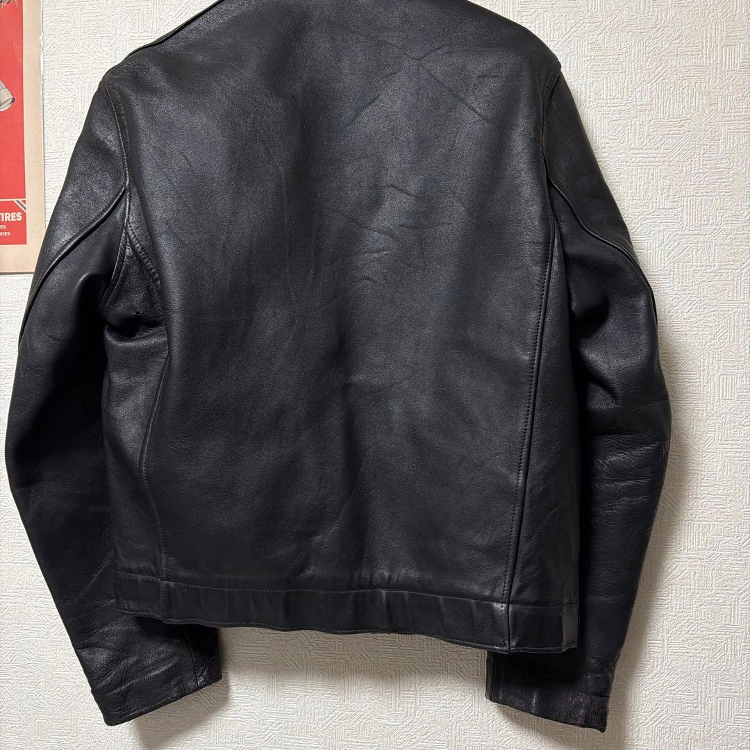 希少　70〜80s フランス軍　レザー　パイロットジャケット　ネイビー　L相当