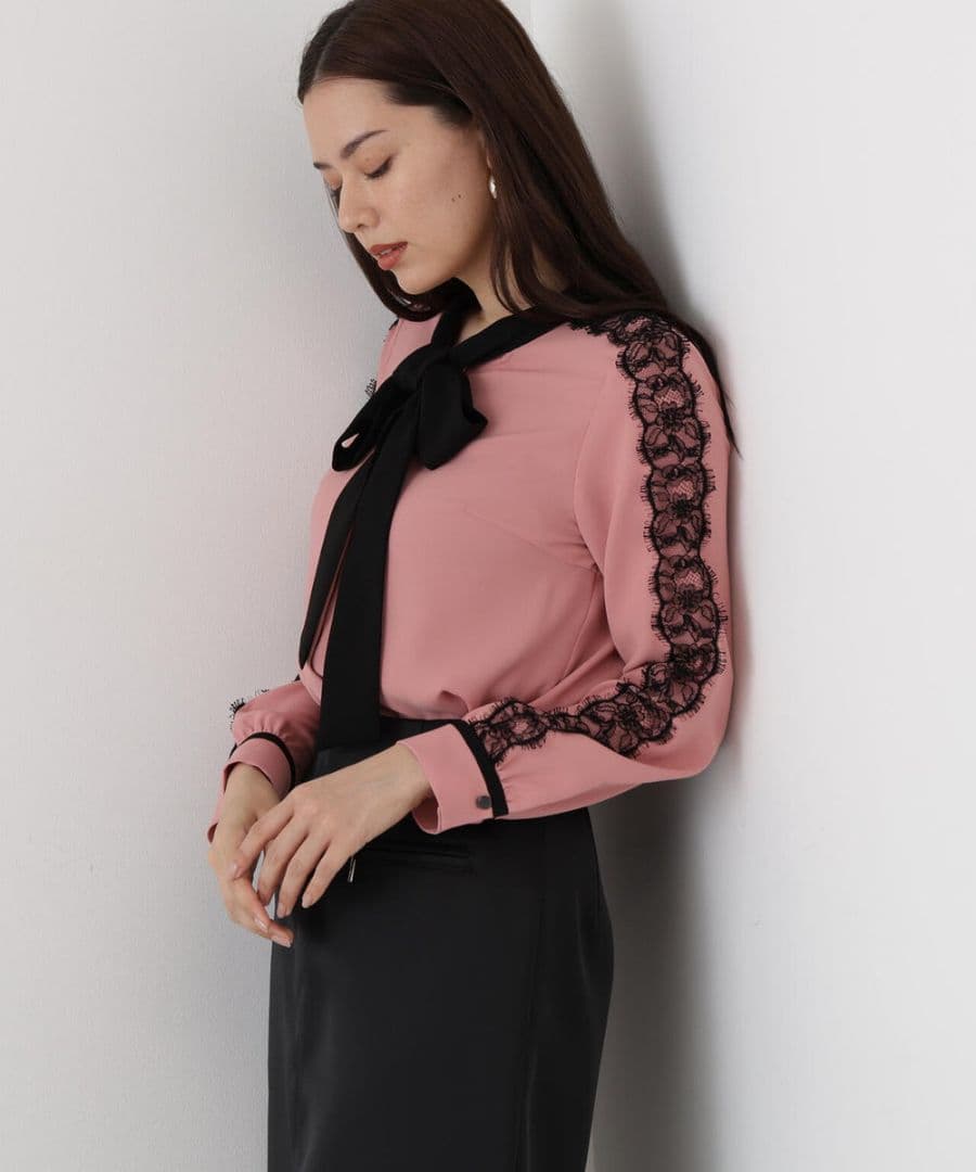 レースコンビバイカラーリボンブラウス 36